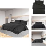 Ensemble de housse de couette noir 260x240 cm microfibre l�g�re - housses de couette - literie - drap ...
