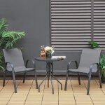 Costway - ensemble de jardin 3 pi�ces, 2 fauteuils ergonomiques avec table basse en verre tremp�, pour ...