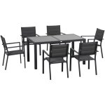 Outsunny - ensemble de jardin 6 personnes chaises empilables table extensible 150 / 210l cm alu. teslin ... Outsunny - ensemble de jardin 6 personnes chaises empilables table extensible 150 / 210l cm alu. teslin ...