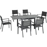 Outsunny - ensemble de jardin 6 personnes chaises empilables table extensible 90 / 180l cm alu. textilène ... Outsunny - ensemble de jardin 6 personnes chaises empilables table extensible 90 / 180l cm alu. textilène ...