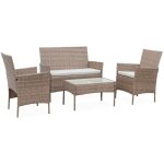 Sweeek - ensemble de jardin en r�sine tress�e. salon 4 places fauteuil molt�s naturel / beige