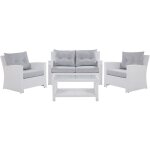 Ensemble de jardin salon de terrasse en rotin blanc avec coussins gris 2 fauteuils canapé et table basse ... Ensemble de jardin salon de terrasse en rotin blanc avec coussins gris 2 fauteuils canapé et table basse ...