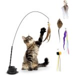 Ensemble de jouets pour chats lollanda 7 pi�ces comprenant une canne � p�che, une ventouse et des plumes ...
