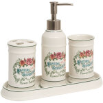 Ensemble de lavabo de salle de bain 4 pièces en céramique porte - savon liquide porte - brosse à dents ... Ensemble de lavabo de salle de bain 4 pièces en céramique porte - savon liquide porte - brosse à dents ...