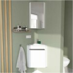Ensemble lave - mains angle suspendu avec robinet et armoire d'angle