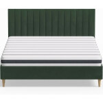 Homifab - ensemble lit adulte 140x190 cm en velours vert avec tête de lit matelassée eliot + matelas ... Homifab - ensemble lit adulte 140x190 cm en velours vert avec tête de lit matelassée eliot + matelas ...