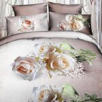 Ensemble de literie 3d drap double sous la taie d'oreiller blanc roses Ensemble de literie 3d drap double sous la taie d'oreiller blanc roses