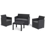 Ensemble lounge keter marie canapé graphite + 2 fauteuils + table basse ouverte Ensemble lounge keter marie canapé graphite + 2 fauteuils + table basse ouverte