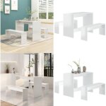 Vidaxl - ensemble � manger 3 pcs blanc brillant bois d'ing�nierie - ensemble de salle � manger - table ...
