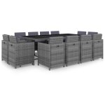 Ensemble � manger d'ext�rieur 13 pcs coussins rotin anthracite vidaxl