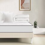 Ensemble matelas et sommier tapissier avec couette et oreillers - matelas 140x190x15cm + sommier 140x190cm ...