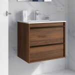 Salgar - meuble de salle de bain dimensions 80 cm couleur noyer maya miroir sans miroir colonne de rangement ...