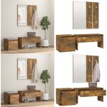 Ensemble de meubles de couloir ch�ne fum� bois d'ing�nierie - banc entr�e - meuble couloir - rangement ...