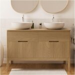 Mob - in - ensemble meuble double vasque 120 cm chêne naturel + 2 vasques Mob - in - ensemble meuble double vasque 120 cm chêne naturel + 2 vasques