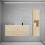 Biubiubath - ensemble meuble double vasque l. 120cm chêne 4 tiroirs + lavabo + colonne Biubiubath - ensemble meuble double vasque l. 120cm chêne 4 tiroirs + lavabo + colonne