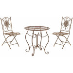 Clp ? ensemble table et chaise de jardin en fer marron antique ? 4 places ? fabrication artisanale ? ...