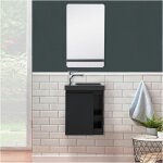Ensemble lave - mains hampton avec rangement lat�ral et miroir tablette noire