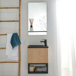 Ensemble lave - mains nova mtal et bois avec miroir  tablette