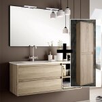 Cosyneo - ensemble meuble de salle de bain 120cm vasque dporte + colonne de rangement - cambrian (chne ...