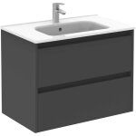 Ensemble de meubles de salle de bains avec 2 tiroirs compacts sansa - royo couleur : anthracite brillant ...