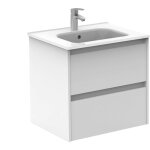 Ensemble de meubles de salle de bain avec 2 tiroirs compacts sansa - royo couleur : blanc brillant - ...