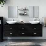 Vidaxl ? ensemble de meubles de salle de bain 5 pcs ? noir bois d'ing�nierie ? dimensions 150x45x45 cm ...