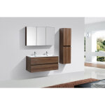 Ensemble de meubles salle de bain design siena largeur 144 cm noyer sans