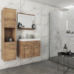 Ensemble meubles salle de bain design suspendu - bois clair