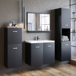 Deco in paris - ensemble meubles salle de bain design suspendu - noir mat alby