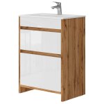 Ensemble de meubles de salle de bain detmold, ch�ne de force dor�, 2 pi�ces, meuble bas 60 cm, vicco