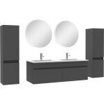 Acezanble - ensemble meubles salle de bain double vasque 120cm, colonnex2 + miroir rond anthracite Acezanble - ensemble meubles salle de bain double vasque 120cm, colonnex2 + miroir rond anthracite