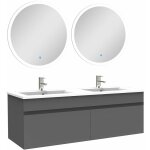 Acezanble - ensemble meubles salle de bain double vasque 120cm + miroir lumineux anthracite