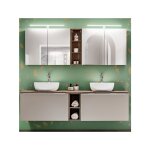 Ensemble meubles de salle de bain double vasques 180 cm + 5 �l�ments - rosario taupe - livraison gratuite ...