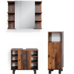 Ensemble de meubles de salle de bain fynn, ch�ne rustique, 3 pi�ces, avec armoire centrale, vicco