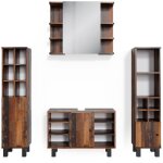 Vicco - ensemble de meubles de salle de bain fynn, chne rustique, 4 pices, avec armoire haute