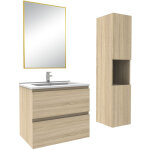 Acezanble ensemble de meuble de salle de bain simple vasque 50 cm + colonne + miroir ch�ne wotan