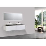 Ensemble de meubles de salle de bain spring 1500 blanc mat - meuble mural et vasques � poser en option ...