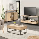 Idmarket ? ensemble de meubles de salon buffet et meuble tv ? table basse relevable en bois et m�tal ...