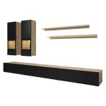 Meublorama - ensemble meubles de salon ramos ? chêne et noir super mat ? design contemporain sans led ... Meublorama - ensemble meubles de salon ramos ? chêne et noir super mat ? design contemporain sans led ...