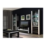 Ensemble lina noire et blanche avec vitrines, table basse et meuble tv + led Ensemble lina noire et blanche avec vitrines, table basse et meuble tv + led
