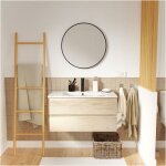 Ensemble meuble simple vasque d�cor ch�ne 80cm + vasque + miroir + robinet