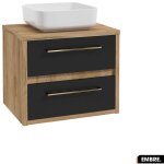 Ensemble meuble sous vasque avec vasque  poser - siphon offert embre noir 60 x 50 x 45 cm