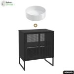 Ensemble meuble sous vasque avec vasque � poser - siphon offert nomad noir 70 x 80 x 43 cm