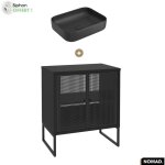 Ensemble meuble sous vasque avec vasque  poser - siphon offert nomad noir 70 x 80 x 43 cm