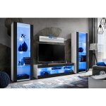 Komodee - ensemble de meubles tivoli grande, blanc / noir, largeur 250cm x hauteur 159cm x profondeur ...