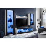 Komodee - ensemble de meubles tivoli medio, blanc / noir, largeur 245cm x hauteur 159cm x profondeur ...