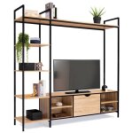 Idmarket - ensemble meuble tv 170 cm detroit avec tagres design industriel