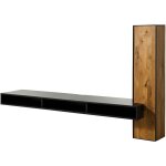 Ensemble meuble tv 234x49x140 en bois de ch�ne sauvage naturel huil� / noir laqu� starnberg 07
