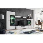 Dusine - grand ensemble meuble tv led capone noir mat et blanc laque 310 cm