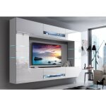 Viva - ensemble meuble tv concept 63 - 63 - hg - w - 2 - 1b blanc brillant 273 x 35 x 184 - 200 cm